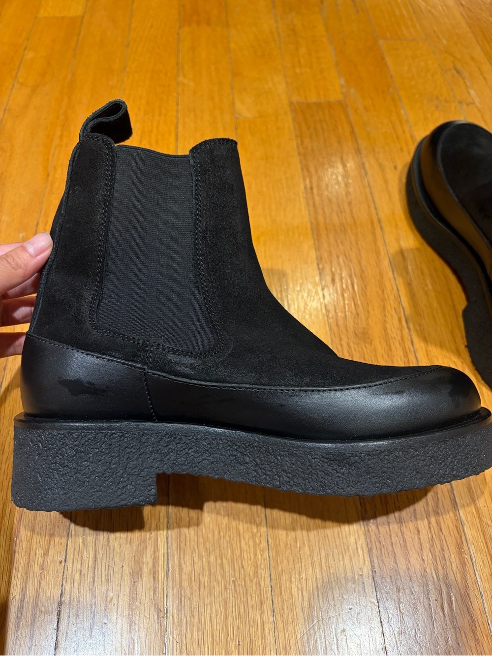 & Other Stories Black Suede Chelsea Ankle Boots with Chunky Sole